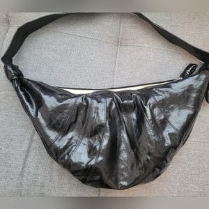 Lemaire Large Coated Linen Canvas Croissant Bag (black)